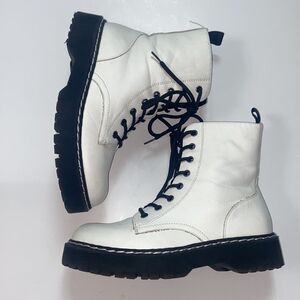 SINCERELY JULES HARLEY COMBAT WHITE BLOCK WOMAN SHOES BOOTS SIZE 8.5M
